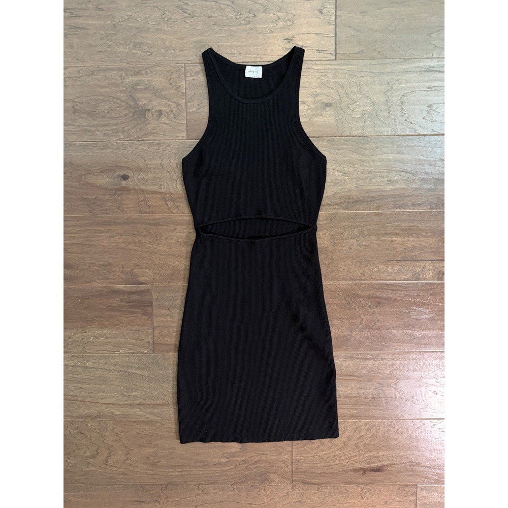 Wilfred‎ Free Aritzia Black Ribbed Cutout Mini Dress Sleeveless Bodycon Medium